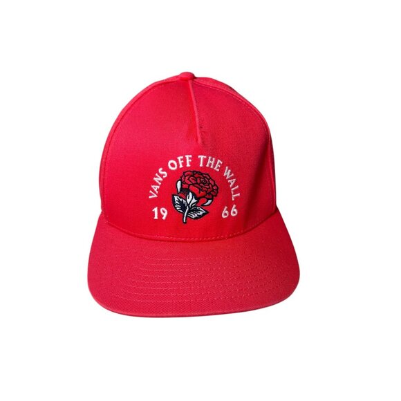 VANS Off the Wall Hat Cap Red Rose 1966 Adjustable Embroidered One Size - Picture 1 of 9